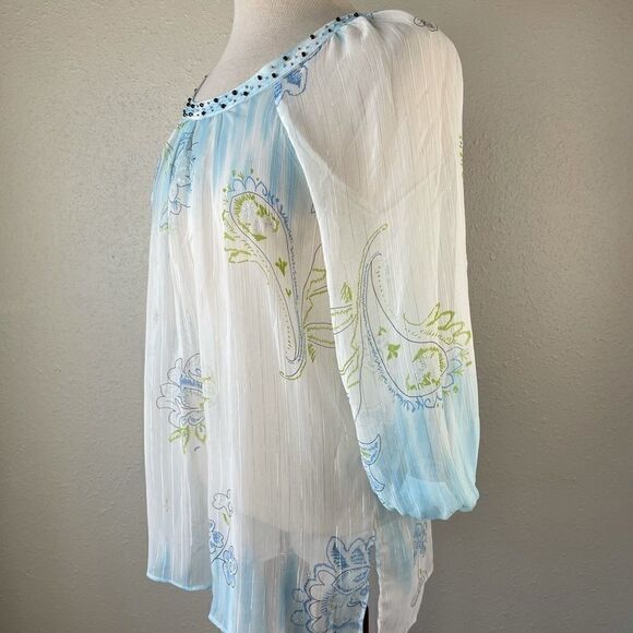 Luciano Dante Sheer Long Sleeve Tunic Size S EUC - Picture 5 of 8